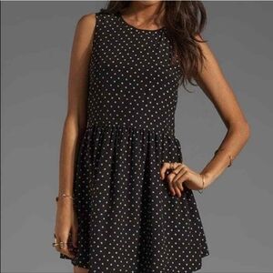 Joie black and white polka dot sleeveless drop waist mini dress